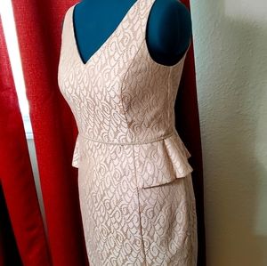Belle Badgley Mischka peplum champagne dress